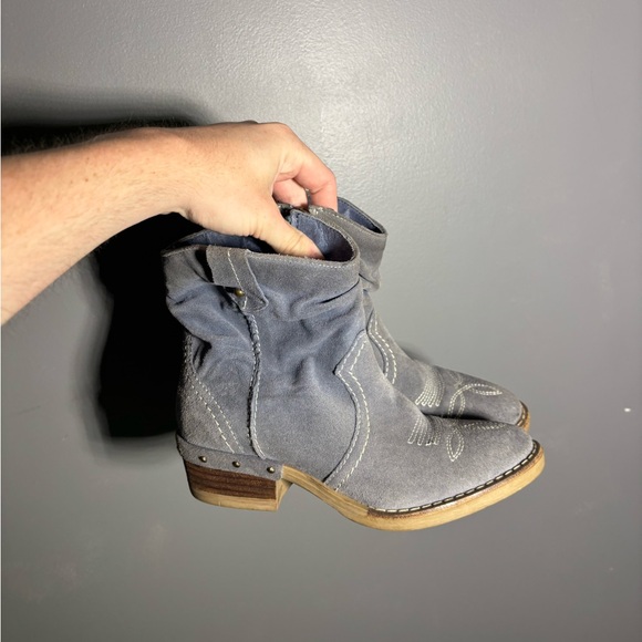 Sundance Shoes - Sundance Etta Blue Suede Slouch Ankle Boots Size EU 36